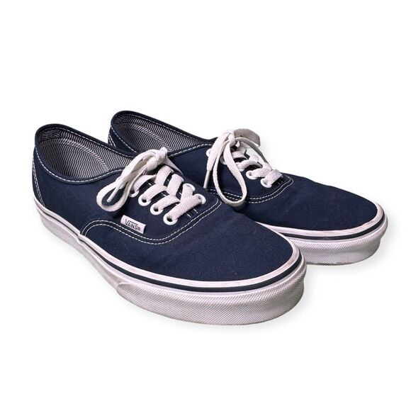 Vans Blue Canvas‎ Sneakers Women's Size 9.5 Men Size 8 Lace Up Shoes Skate Flats - Picture 1 of 7